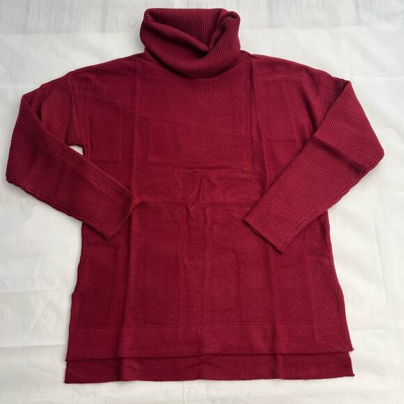 Niubia Women's Oversized Batwing long Sleeve turtleneck Red Wine Sweater S - Picture 3 of 8